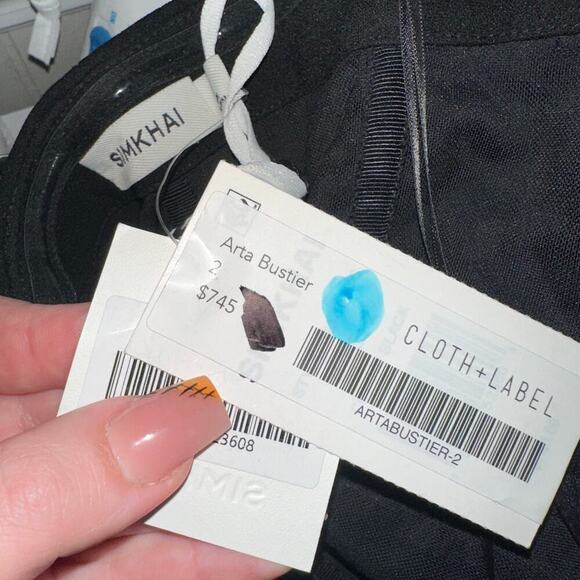 Jonathan Simkhai Arta Bustier Rhinestone Strapless Mini Cocktail Dress Black XS - Picture 12 of 13